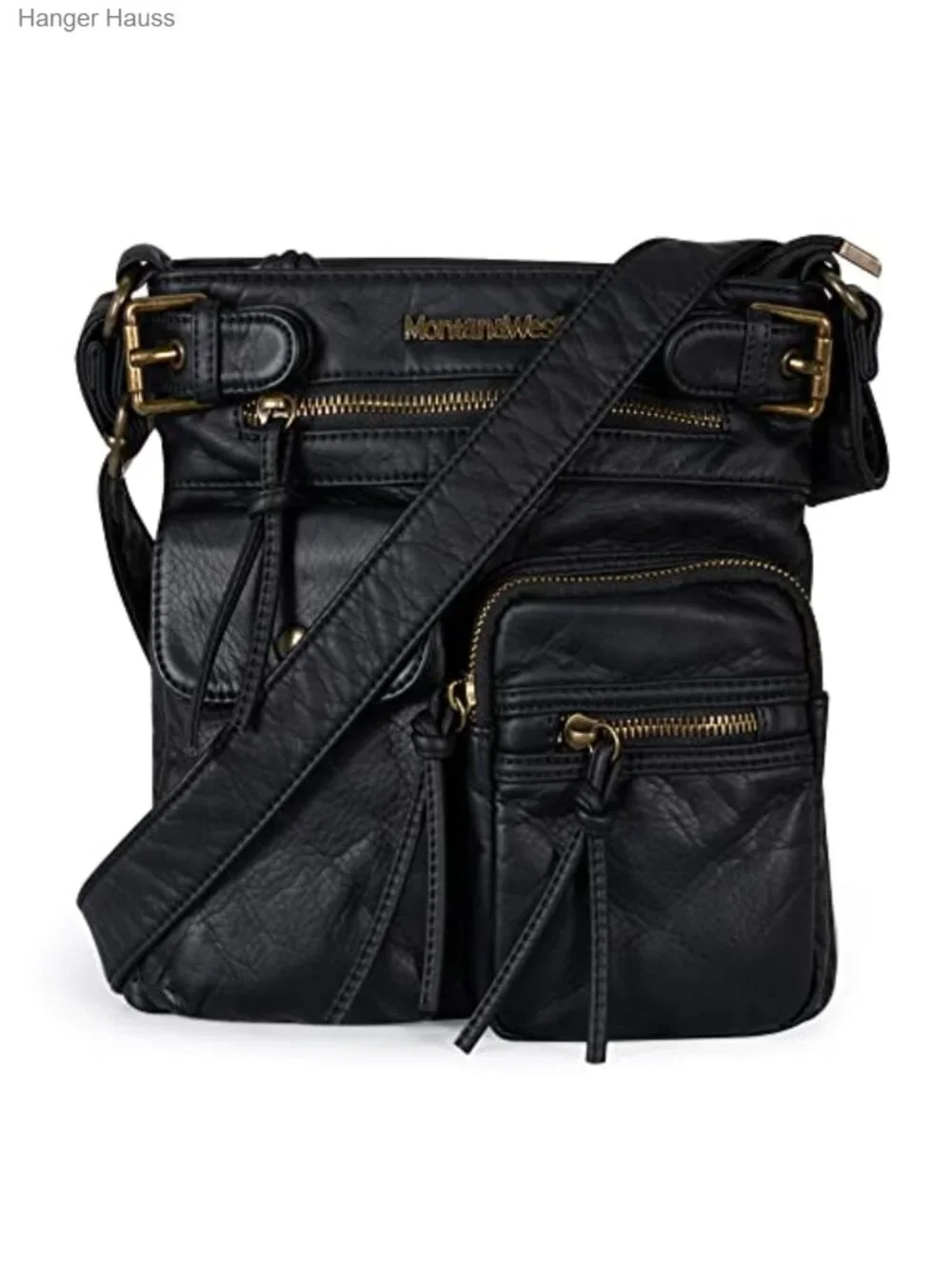 Vintage Western Crossbody Bag for Women Washed PU Leather Multi Pocket